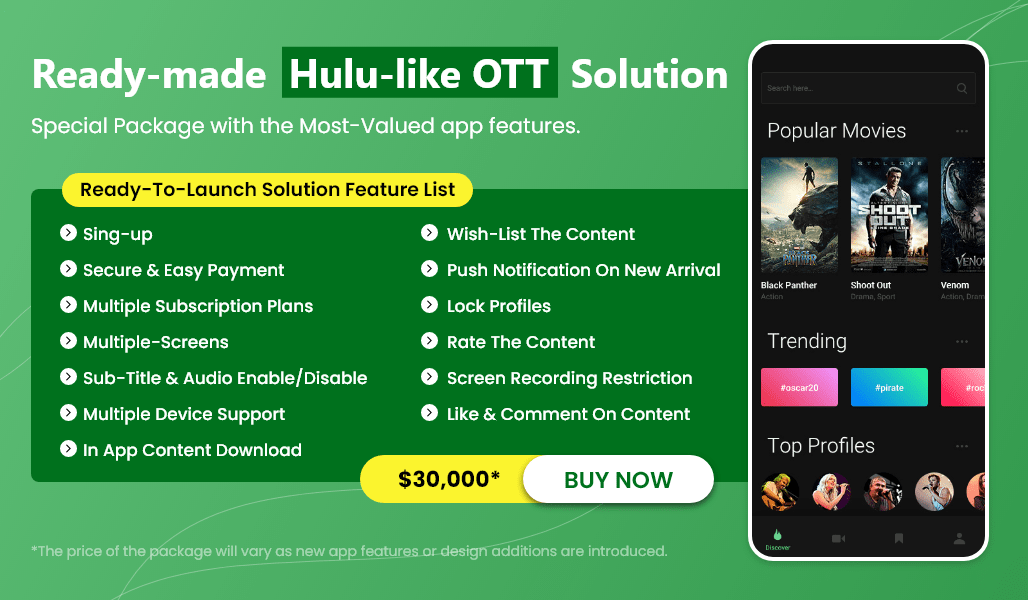 Ready Made Hulu like OTT Solution