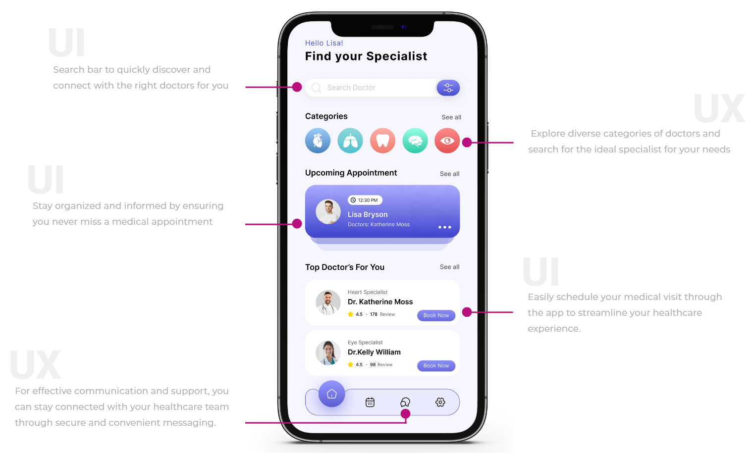 healthcare ui ux app design
