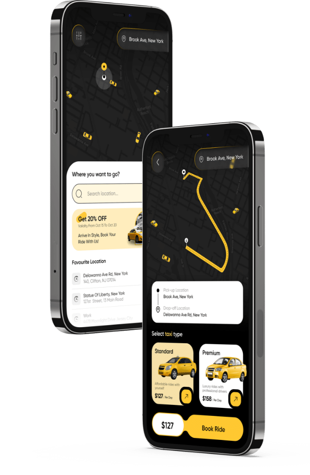 features in car booking app ui