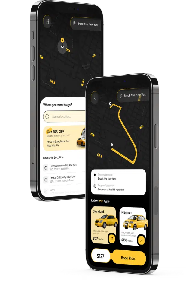 features in car booking app ui