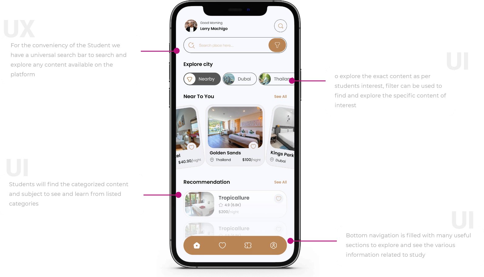 hotel booking app ui design