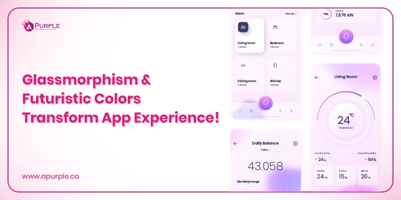 glassmorphism and futuristic colors design trend