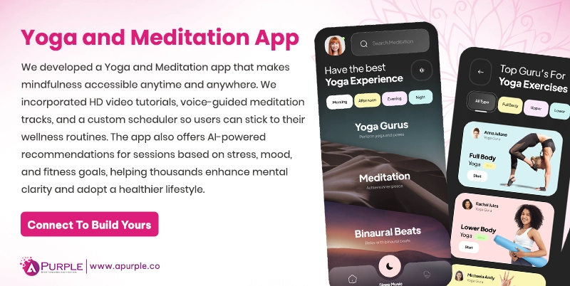 yoga and meditation app apurple wellness app case study
